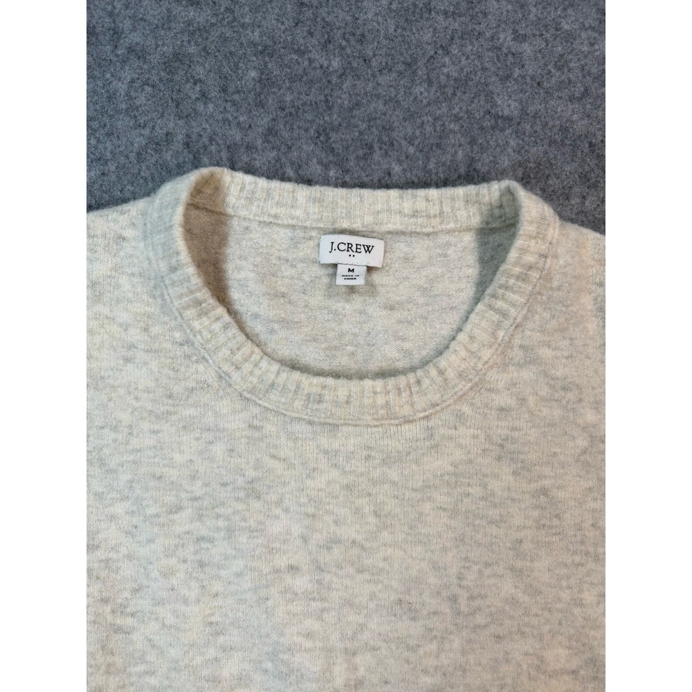 J.Crew Womens Heather Oatmeal Grey Crewneck Knit Sweater Size Medium - Picture 4 of 8